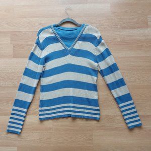 Denver Hayes Light Blue/Cream Striped Long Sleeved Top